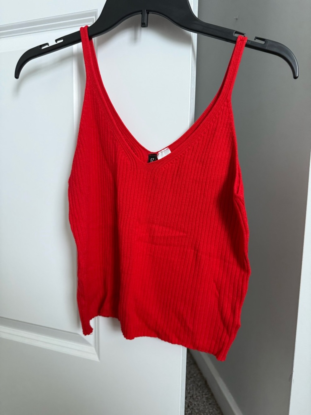 Divided Red Ribbed V-Neck Camisole
